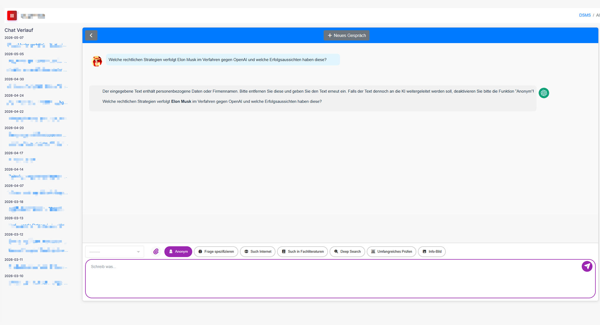 DSGVO-konformer Chatbot mit integriertem Vertragsprüfer